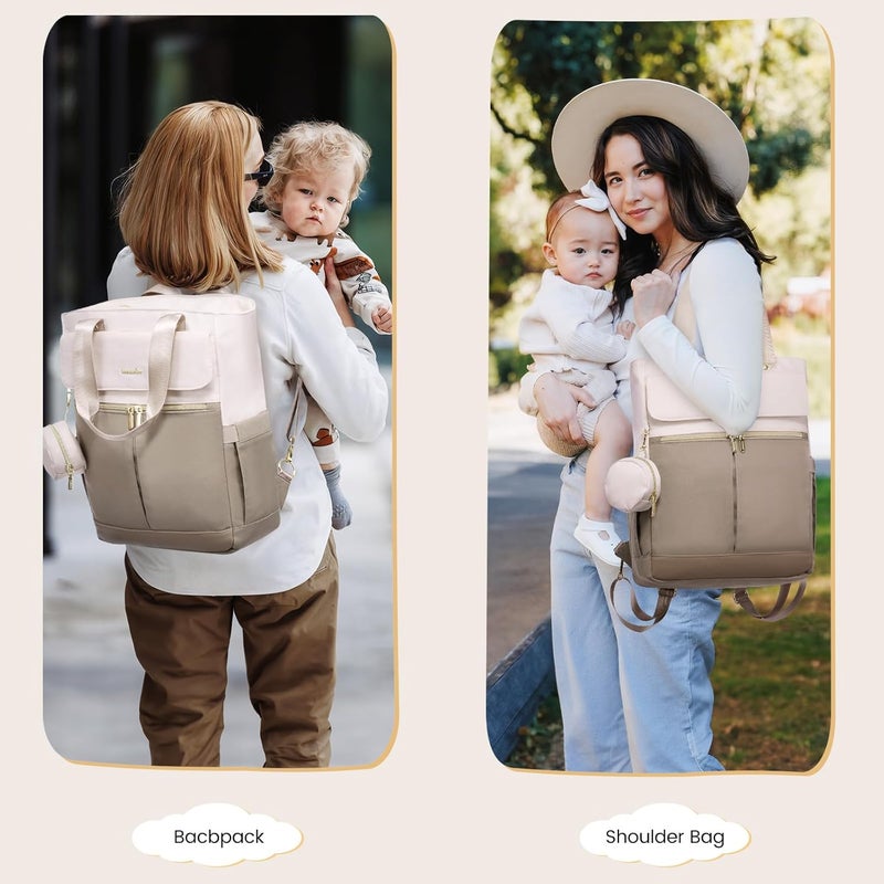Lovevook حقيبة حفاضات على شكل حقيبة ظهر، حقيبة حفاضات بتصميم توت مع جيوب معزولة، حقيبة أطفال للبنات والأولاد مع وسادة تغيير، حقيبة أطفال كبيرة مع علبة مصاصة، حقيبة ظهر مضادة للسرقة بحجم 15.6 بوصة للنساء - Image 3